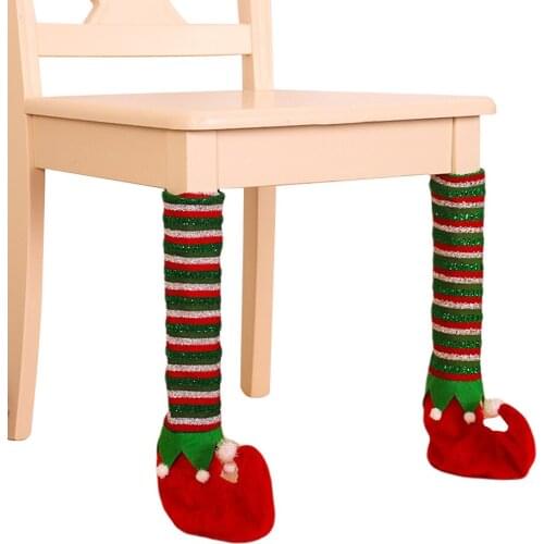 2020 new Hot Fashion Christmas Chair Leg Covers Cute Elf Design Chair Leg Socks Floor Protector for Home Party