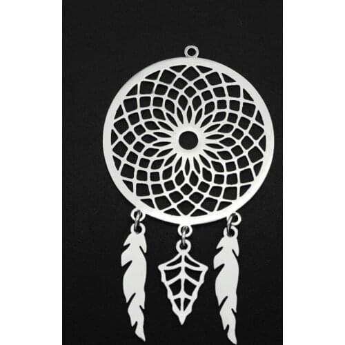 3pcs/lot 100% Stainless Steel 63x35mm Dream Catcher Boho DIY Charm Earring Finding Wholesale Top Quality Finding Supplies