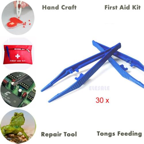 30 Pcs/Set Plastic Tweezers Tool For First Aid Kit Emergency Kit Kids DIY Handicraft,Repair Maintenance And Tongs Feeding