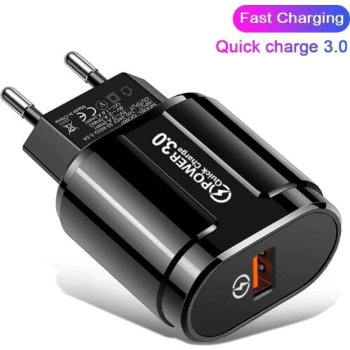 3A QC3.0 USB Charger EU US Wall Mobile Phone Wall Charger High Speed Fast Charging Adapter for iPhone 11 XS MAX for Samsung