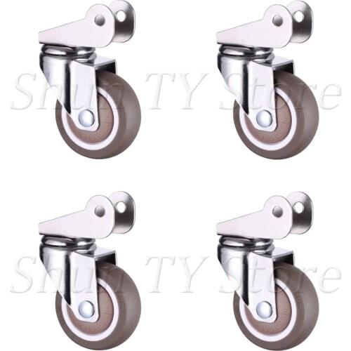 4 Pcs 1.5/2 Inch Furniture Swivel Caster Wheels Crib Rubber Caster Wheels No Noise Wheel With Brake For Furniture Cabinets