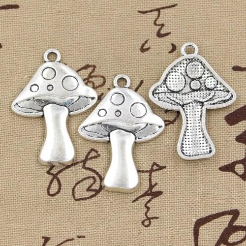 4pcs Charms Mushroom 40x29mm Antique Bronze Silver Color Plated Pendants Making DIY Handmade Tibetan Bronze Finding Jewelry