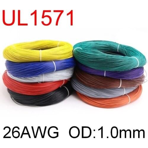 5M UL1571 26AWG PVC Electronic Wire OD 1mm Flexible Cable Insulated Tin-plated Copper Environmental LED Line DIY Cord Colorful