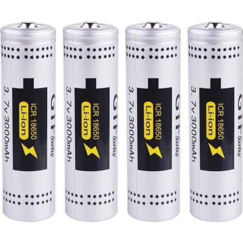 Gtf 3.7 v 18650 actual battery power capacity 3000mah li-ion rechargeable battery can be used for flashlight to reverse shedding