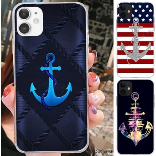 Stripes Anchor Boat Ship Phone Case For iPhone 12 11 Pro Max XS 8 7 6 6S Plus X 5S SE 2020 XR 12 Mini case
