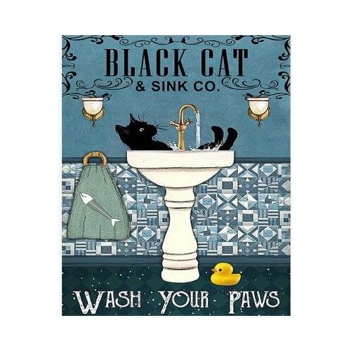 Pet Cats Remember To Wipe I Do What Want Vintage Irregular Wall Art Decor Retro Painting Sign Portrait Poster Home Decoration