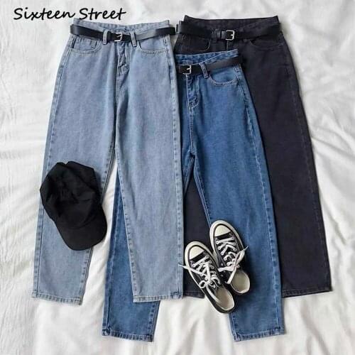 Boyfriend Jeans for Women Simple Basic Retro High Waist Denim Cropped Trousers Y2k Pants Aesthetic Vintage Streetwear Korean