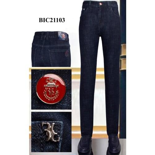 BILLIONAIRE Jeans winter thick cowhide men 2020 new Fashion British Cotton embroidery Business pattern zipper big size 31-40