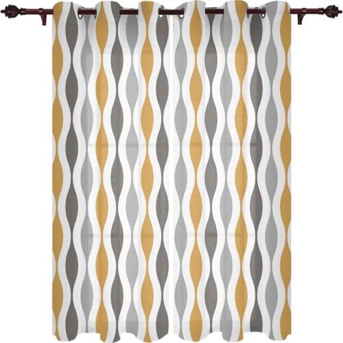 Geometric Yellow Grey Medieval Print Window Curtains Kitchen Bedroom Drapes Home Decor Luxury Curtains for Living Room