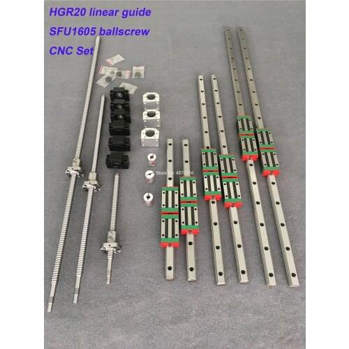 HGR20 Square 3 axis 4aixs CNC guide 20mm linear rails linear guide HGH20 16mm ball screw SFU1605/1610 set for CNC router
