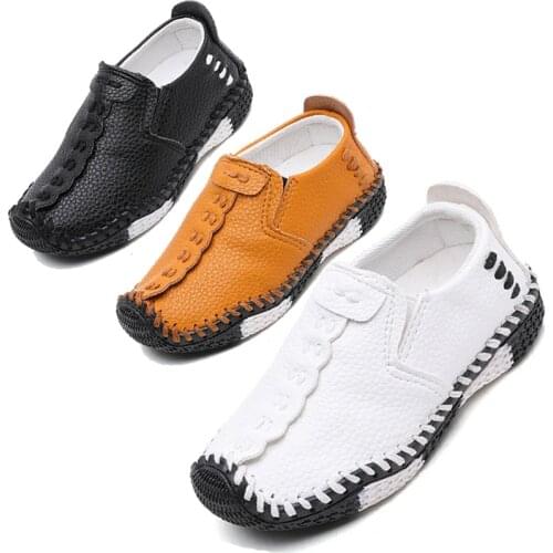 Flower Children Baby Toddler Little Boys White Leather Shoes For Kids Boys School Party And Wedding Shoes New Autum 1 2- 7 Years
