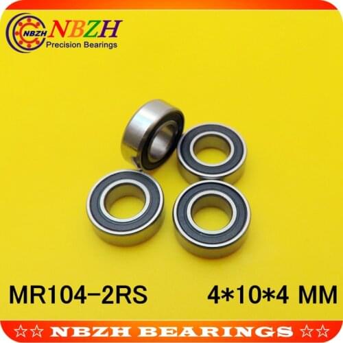 NBZH Free Shipping MR104-2RS ABEC-5 4*10*4 mm Miniature Ball Bearings MR104RS L1140 high quality ABEC-5 Z2 10pcs/lot