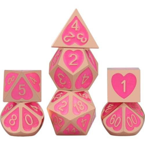 Polyhedral Love Heart DnD Dice ,Metallic Solid D20 Rpg Dice ,D and D Dice Set, Board Games ,Role Playing