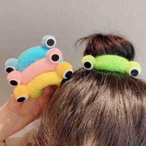 Fashion Hair Accessories Cute Color High Elastic Head Rope Seamless Thick Rubber Band Frog Hair Tie for Women Trend