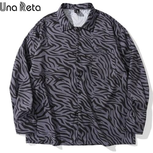 Una Reta Mens Shirt Spring Autumn Harajuku Print Long Sleeve Shirt Streetwear Casual Korean Style Loose Shirts For Men