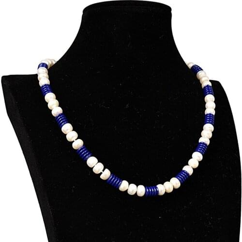 Wholesale of 5x8mm Round Blue Resin and White Pearls Making For DIY Elegant Necklace 18inch and Earrings jewelry Gifts H179