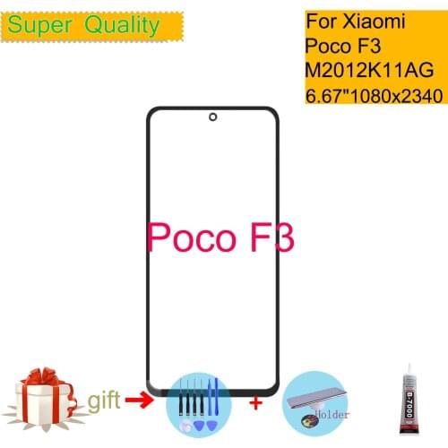 For Xiaomi Poco F3 Touch Screen Panel Front Outer Glass Lens For Poco F3 M2012K11AG LCD Glass Front Replacement