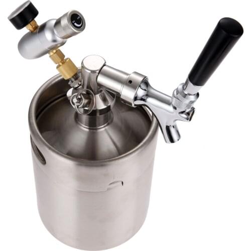 2L Home Beer Brewing Craft Mini Stainless Steel Beer Keg With Tap Faucet Pressurized Beer Dispenser Growler Mini Beer Keg System
