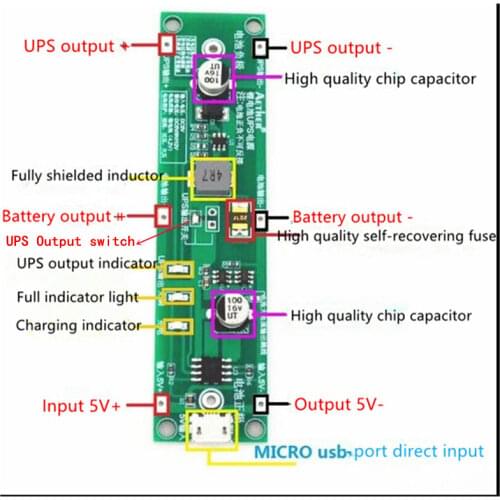 5V Micro USB step-up 18650 Lithium Battery Charging Protection Board boost converter ups uninterruptible power supply module
