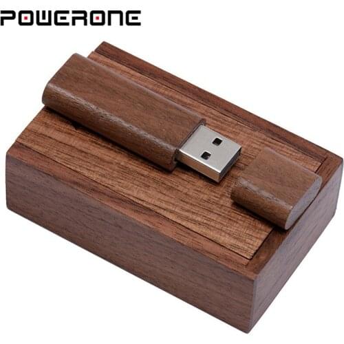POWEORNE LOGO customized wooden usb flash drive with box pen drive 64gb 32gb 16gb 4gb U disk memory card pendrive personal gift
