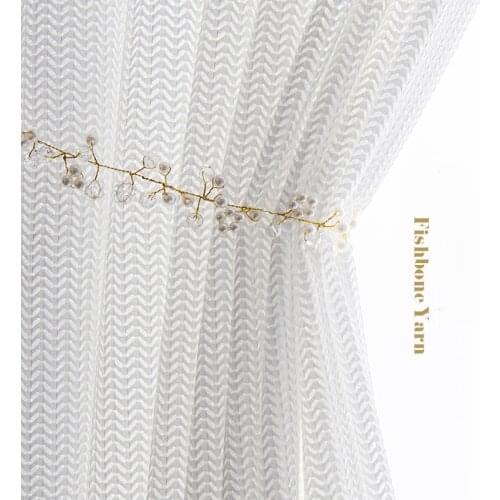 Elka Nordic Light Luxury Plain Curtains Living Room Bedroom Thickened Transparent Fishbone Curtain Balcony Window Screen Drapes