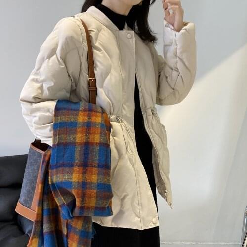 Standing Collar Down Cotton Jacket Womens 2020 Winter Korean Fashion Parka Mid-length Slim Long Sleeve Bread Coat