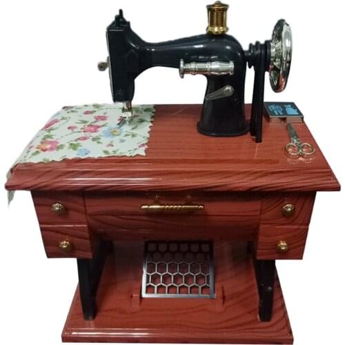 Sewing Machine Mini Music Box Craft Retro Sewing Music Box Home Craft Decoration Birthday Gift TS1 Home Decor