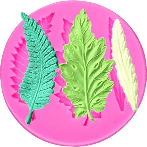 Leaves feather shaped 3D Reverse sugar molding fondant cake silicone mold for polymer clay molds decoration tools F11166