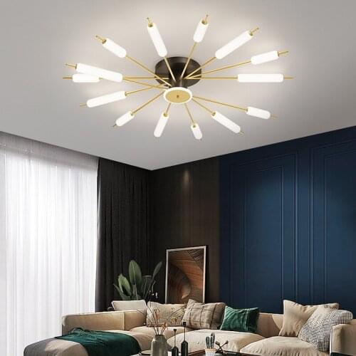Modern Fireworks Chandelier Ceiling Light Home Dining Room Bedroom Lamp Restaurant Meal Hanger Interior Lighting Decoration Gold