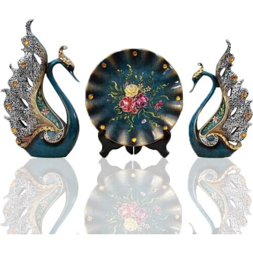 Modern Home Resin Swan Flamingo Figurines Vase Crafts Creative Desktop Accessories Fengshui Room Table Ornaments Wedding Gift