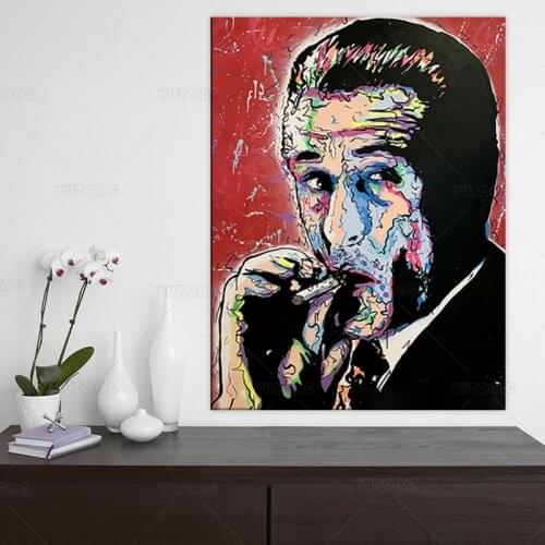 Street Graffiti art godfather Movie Robert De Niro Poster Wall Art Gangster character Pictures for Living Room Home Decor