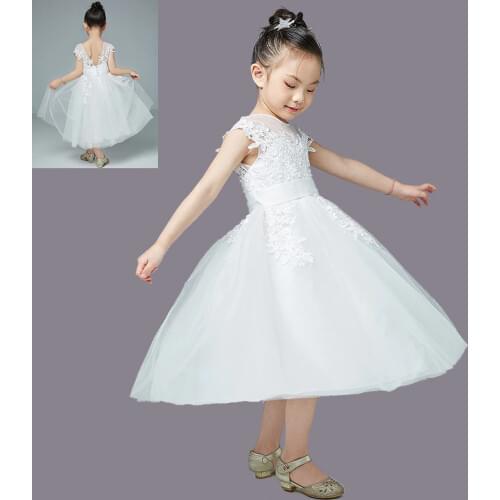 Vintage Short Flower Girl Dresses For Weddings Lace Tulle Button Tea Length Custom Made Princess Tutu Kids First Communion Dress