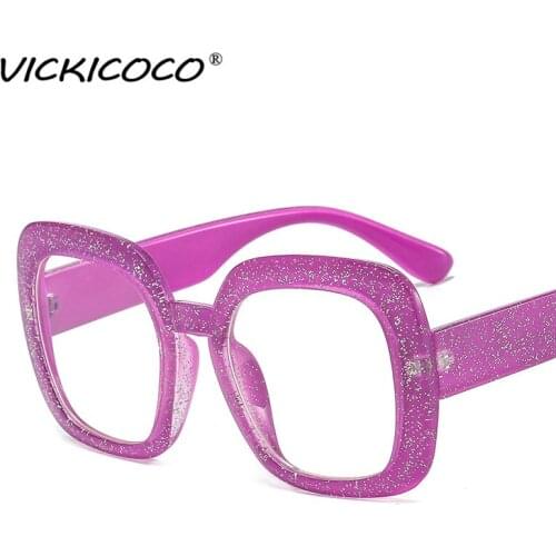 Vintage Women Square Glasses Frames 2021 New Fashion Oversized Sunglasses Glitter Glasses Frame Eyewear Colorful Shades Oculos