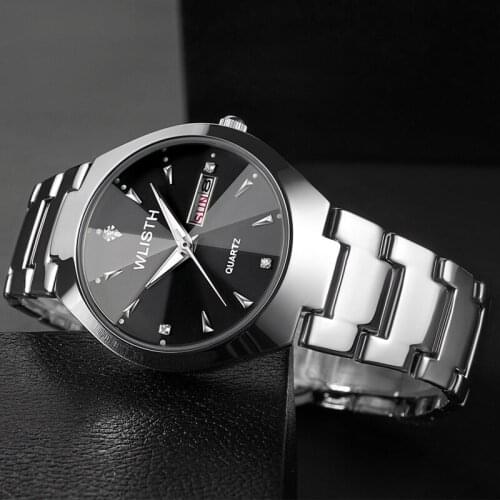 WLISTH Luminous Couple Watch Fashion Quartz Watch Women Luxury Steel Calendar Watch Mens Wristwatch for Lovers Relogio Masculino