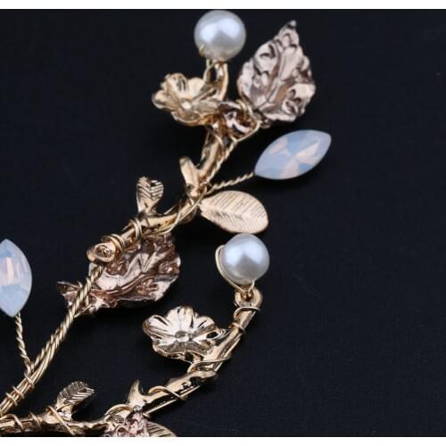 Women Girls Rhinestone Hair Clip Hairpin Gole Leaf Headpiece Wedding Favors