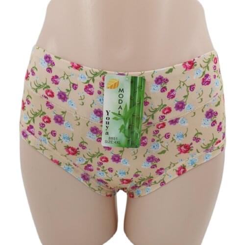 Ladies' floral flower printing panties briefs womens shorts woman underpants sexy big size panty lingerie plus size underwear