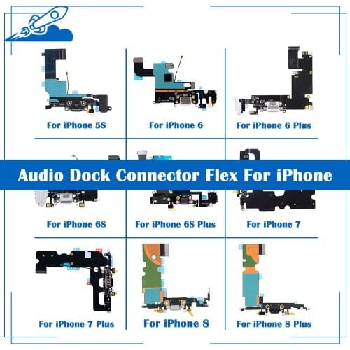 1pcs New Audio Dock Connector Flex For iPhone 5S 6 6S 7 8 Plus Charger Charging Port USB Dock Connector Replacement