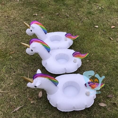 10pcs 33cm 13in Inflatable White Unicorn Beer Drink Cup Holder Inflatable Pegasus Drink Pool Float for Summer