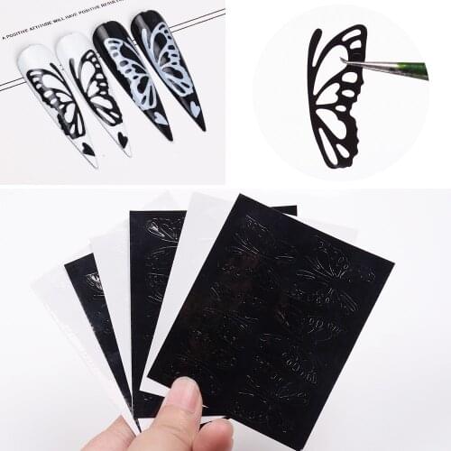 Nail Art 3D Nail Sticker Kit Black&White Butterfly Colorful Nail Decals Nail Transfer Decals Nail Decorations DIY Design