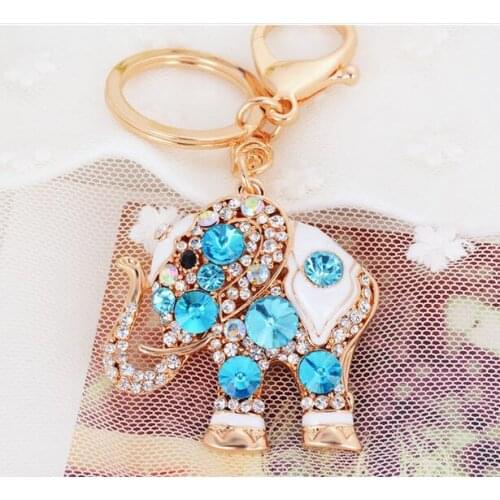 50pcs/lot fedex fast thailand style woman fashion rhinestone elephant keychain ally elephant car key ring