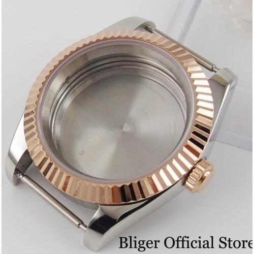 Stainless Steel 39mm Watch Case Rose Gold Coated Sapphire Glass Fit ETA 2836 MIYOTA Movement