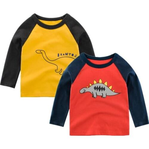 Autumn Spring Kids Long Sleeve T-shirts Cotton Tops Boys Girls Cartoon dino Tees Tops Children Sweatshirts 2-9Years