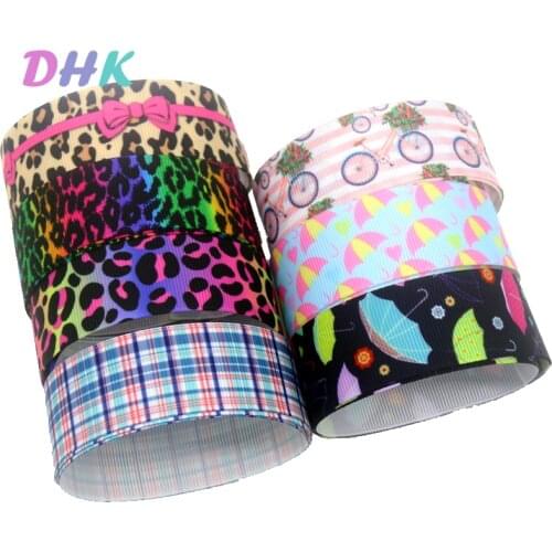 DHK 7/8'' 10yards Umbrella Leopard Plaid Grid Bicycle Printed Grosgrain Ribbon Accessory Hairbow Headwear Decoration DIY B2093