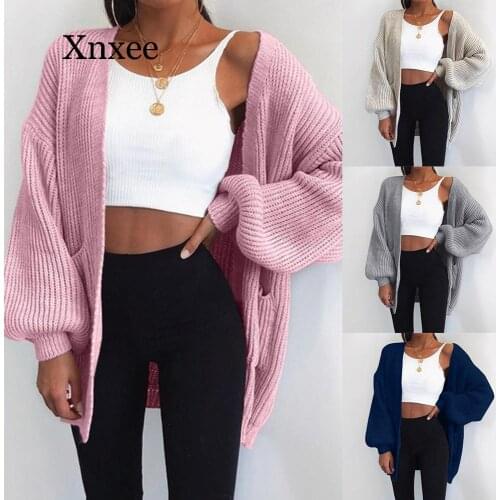 Long Wool Coat Woman Sweater Casual Batwing Sleeve Knitwear Cardigan Women Large Knitted Sweater Cardigan Jumper Coat Solid