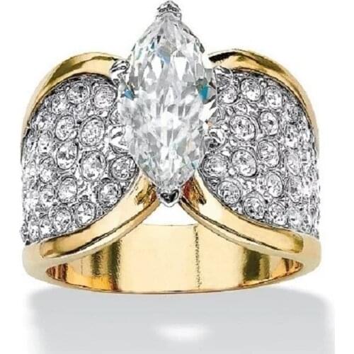 Trendy Marquise Zircon Gold/Silver Color Rings For Women Luxury Female Jewelry Engagement Party Accessories Valentine Gifts