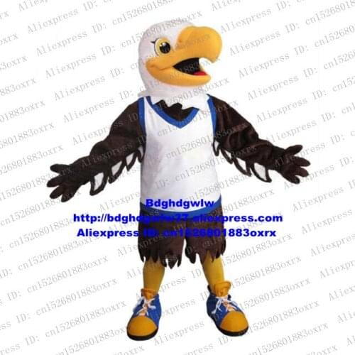 Brown White Long Fur Eagle Hawk Tercel Tiercel Falcon Vulture Mascot Costume Adult COSPLY Role-play World Exposition zx2489