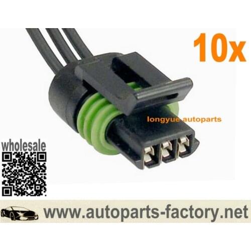 Longyue 10pcs 3 Pin Crankshaft/Coolant Temp Sensor Connector Pigtail for 2001 Dodge Ram 1500