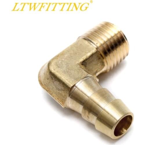 LTWFITTING 90 Deg Elbow Brass Barb Fitting 3/8 ID Hose x 1/4" Male NPT Air Gas