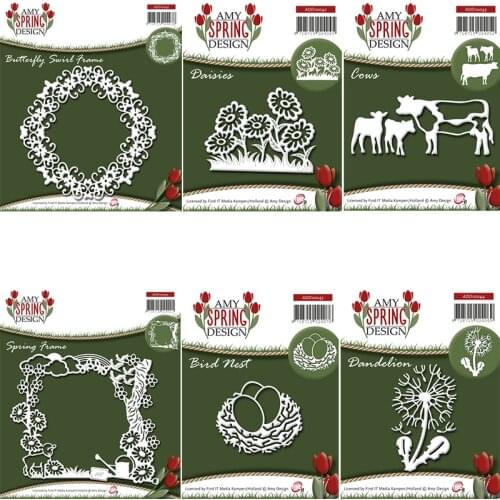 Piggy Craft metal cutting dies cut die mold Spring flowers frame bird nest Scrapbook paper craft knife mould blade punch stencil