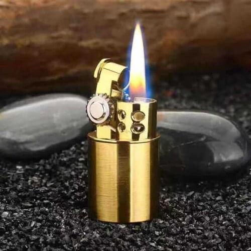 Mini Grinding Wheel Open Flame Lighter Old Style Retro Creative Personality Lighter Windproof Cotton Rope Aluminum Alloy Metal